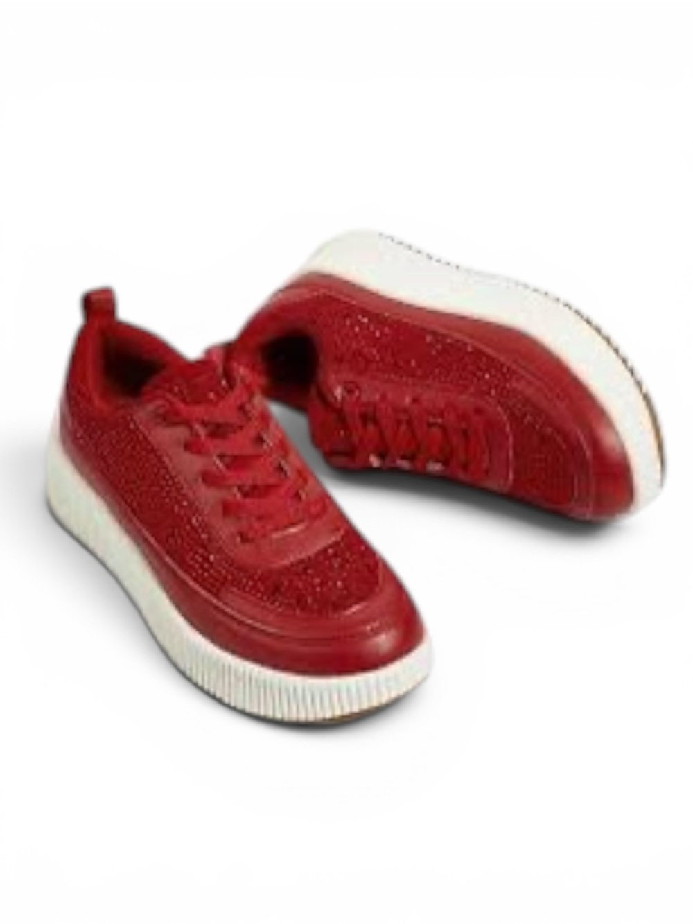 Lucky Step Women Sneakers Size 8.5 Red Rhinestone Platform Lace Up Vegan NWT - Picture 6 of 13